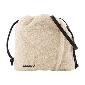 MARNI Shearling Drawstring Bag Men SILKWHITE Crossbody